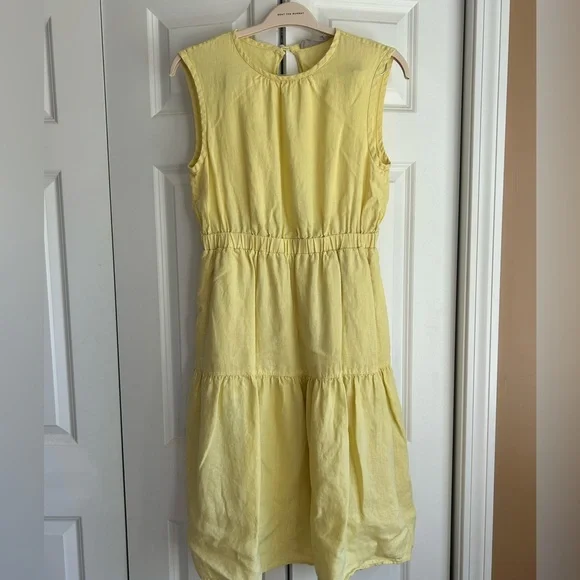 EVERLANE THE LINEN BACKLESS DRESS LIGHT YELLOW-6